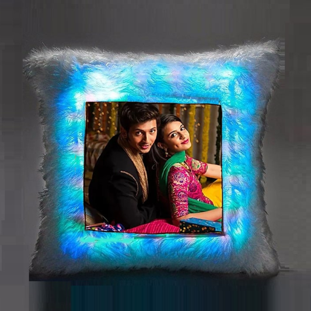 ( Pack of 10 ) Square Shaped Customized LED Fur Cushion- Sublitech